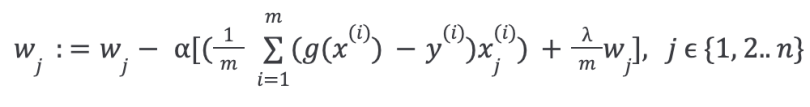 Equation continued with regularization