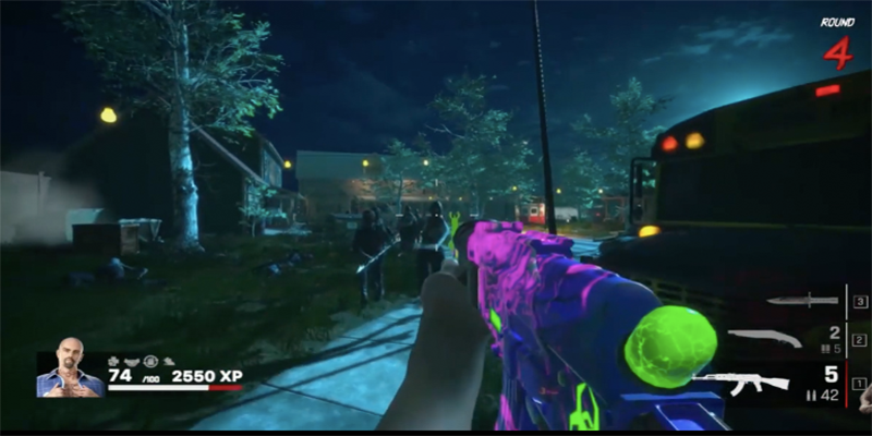 Screenshot of the Undead Blocks game showing a first person shoot like game.