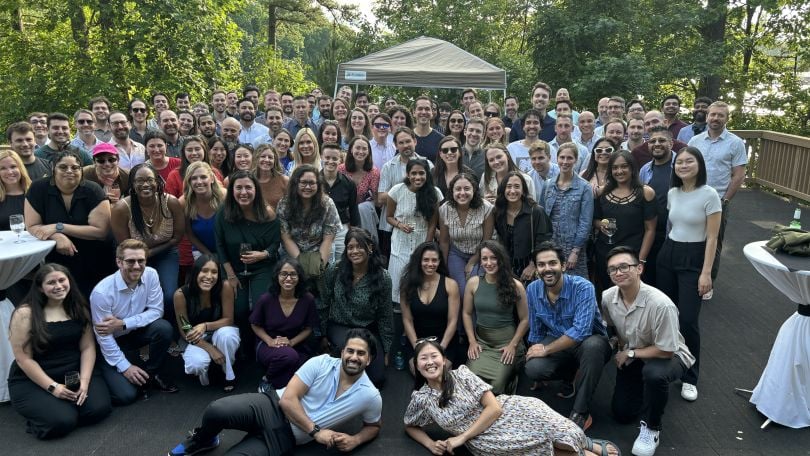 Members of the Garner Health team pose for a large group photo at an outdoor event.