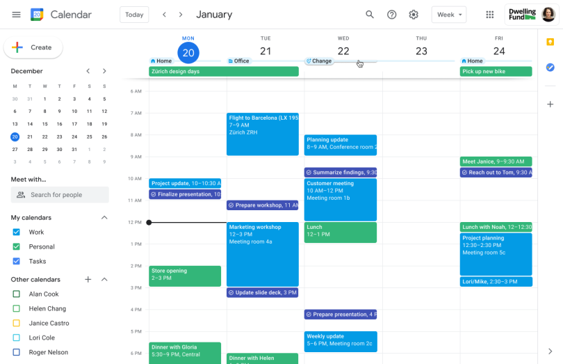 Google Calendar preview