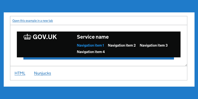 A UI components with designed using the GOV.UK design system.