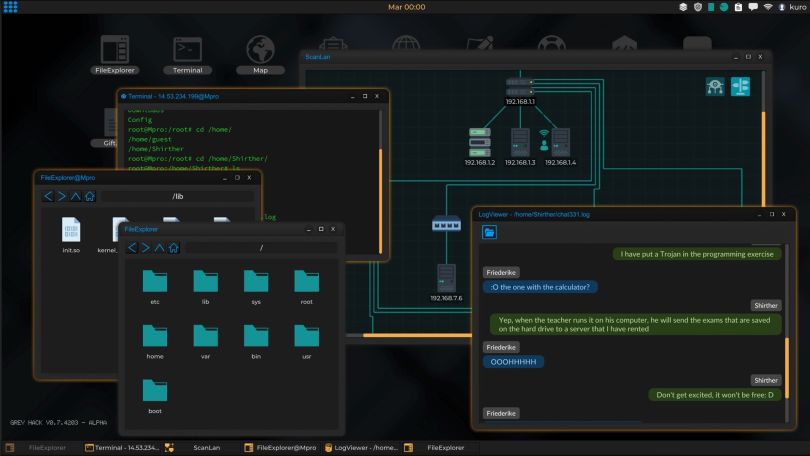 Screenshot of the Grey Hack game.