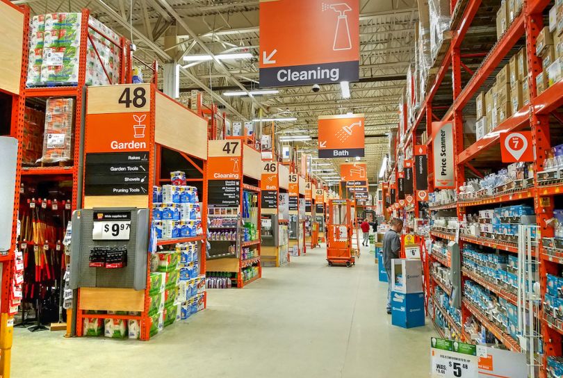 Home Depot aisle inside a store