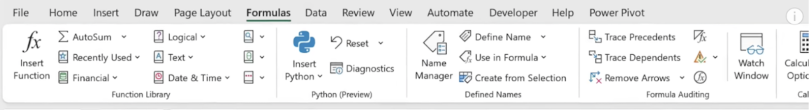 The updated Excel ribbon