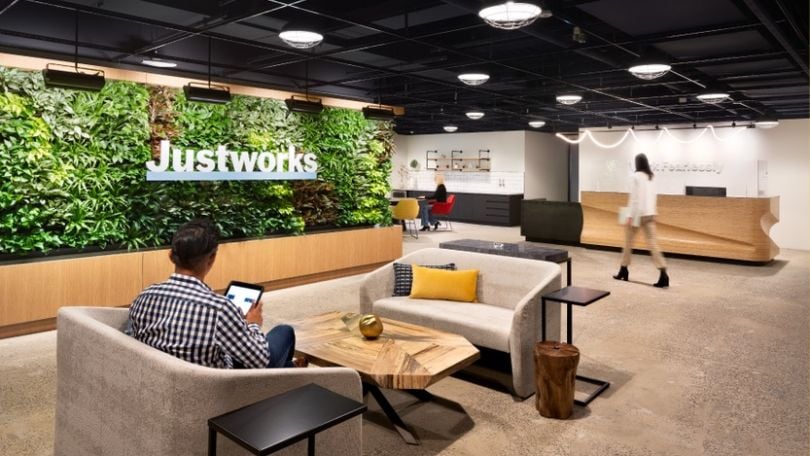 A living wall in a lobby area at Justworks.