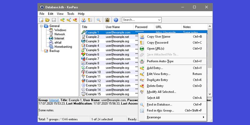 A screenshot of KeePass's open source software.