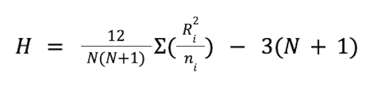 Kruskal-Wallis test formula