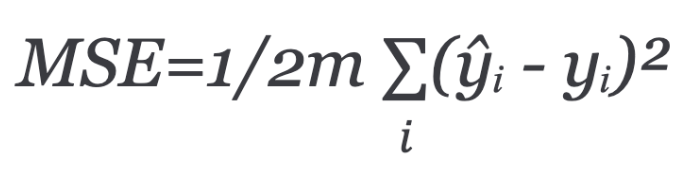 Mean squared error equation.