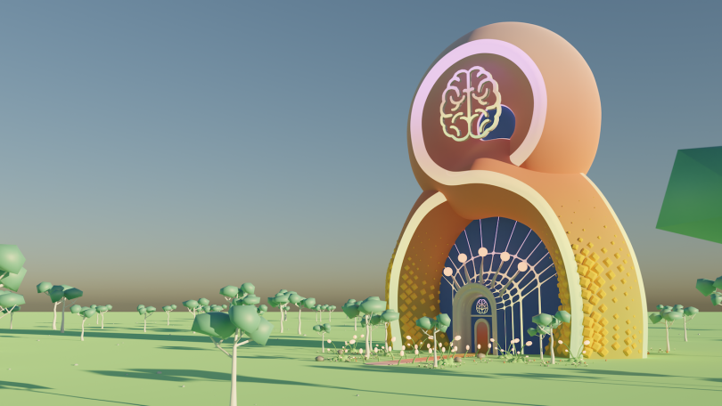 The exterior of Mind-Easy in Decentraland