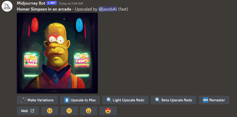Midjourney Homer Simpson avec mise à l'échelle