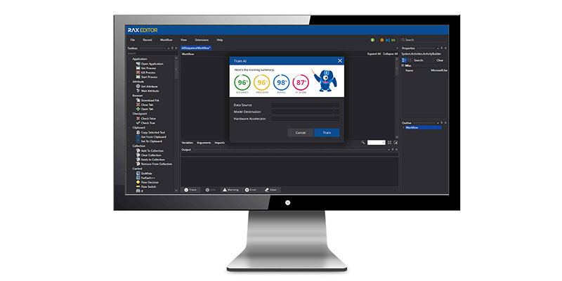 Monsterlab' RAX software displayed on a desktop computer.