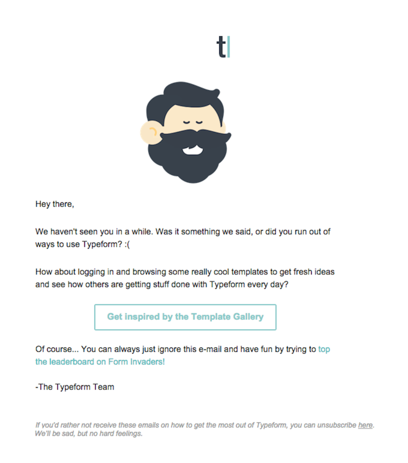 A Winback Email from Typeform