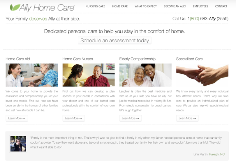 Ally Home Care companies in Raleigh NC