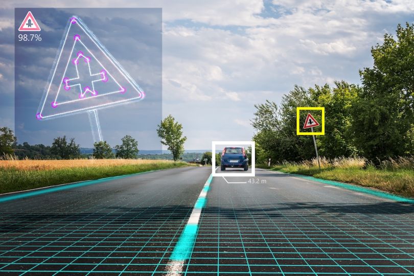 Computer vision technology in a car with self-driving technology