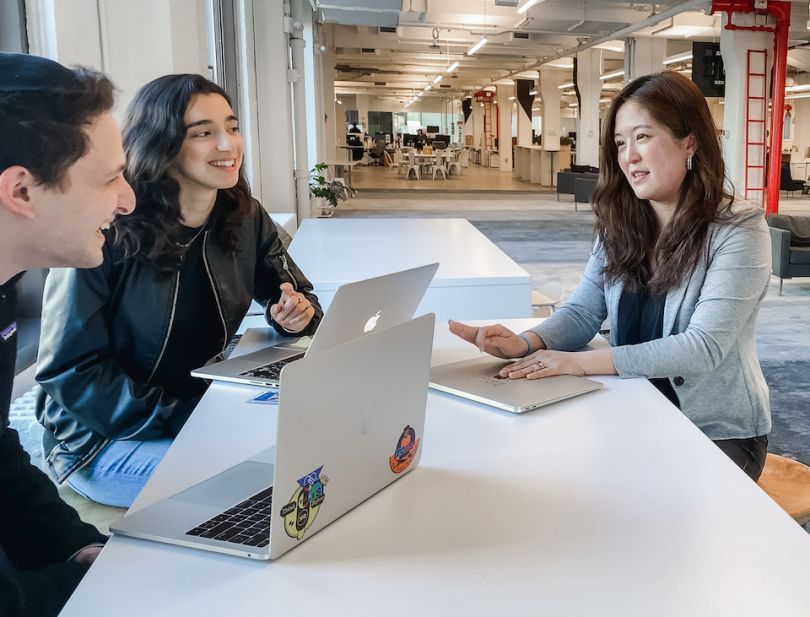 Flatiron Health team members chatting