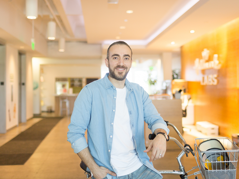 Andrey at the Hallmarks Labs office