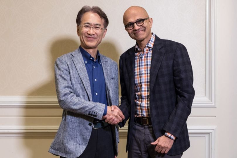 Kenichiro Yoshida, President and CEO, Sony Corporation and Satya Nadella, CEO, Microsoft