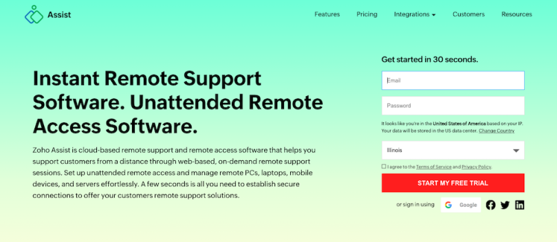 Zoho Assist remote support software