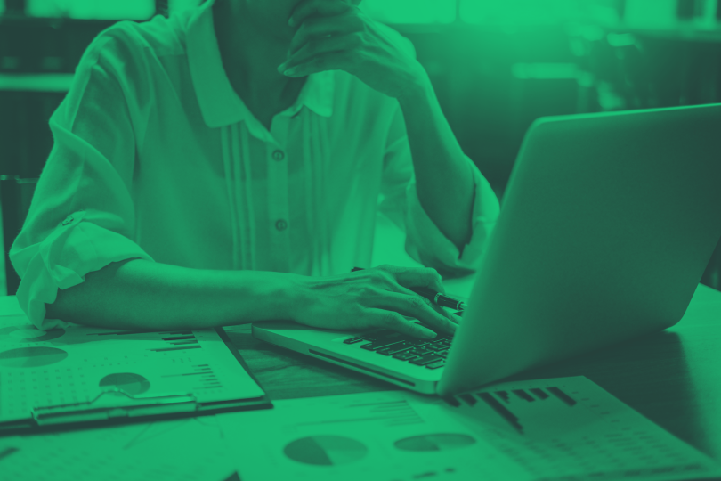 Woman working from home on computer