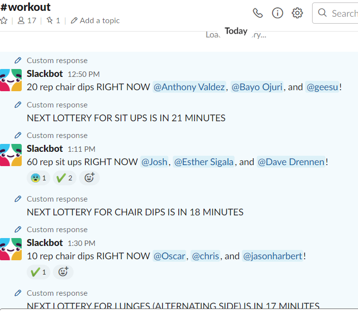 FlowSpace Slack Fitness Bot Screenshot