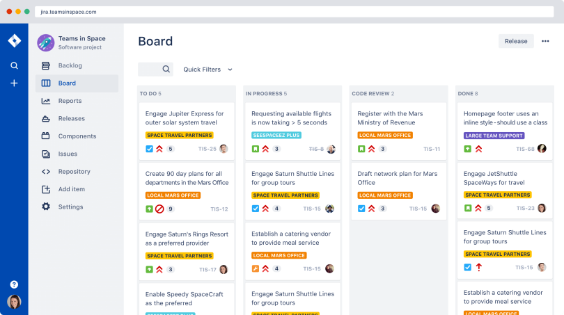 Jira offers epics, stories and subtasks to organize and prioritize workflows.