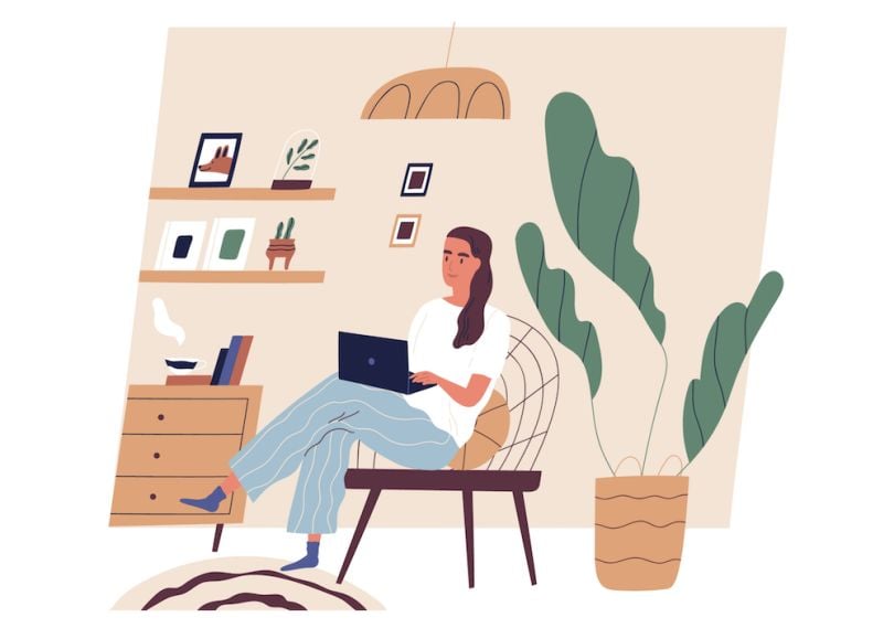 woman working remotely