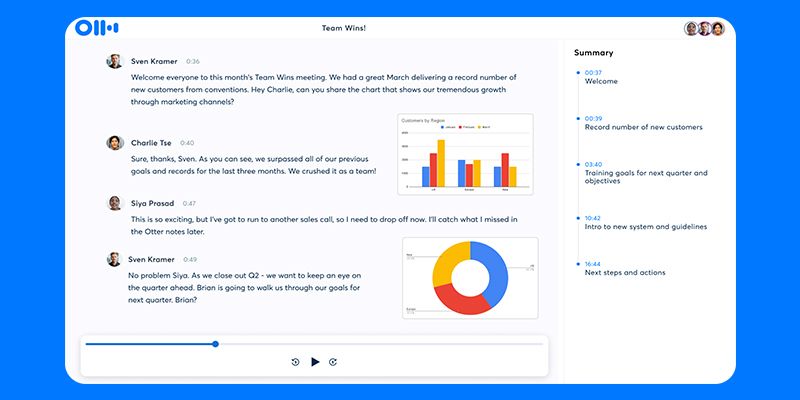 Otter.ai AI app dashboard.