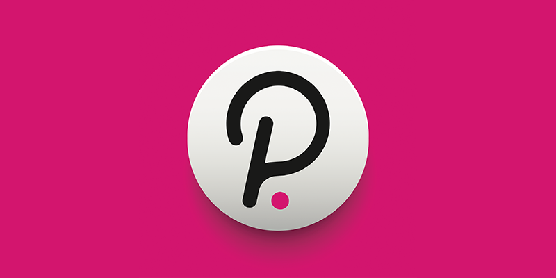 The Polkadot cryptocurrency logo.