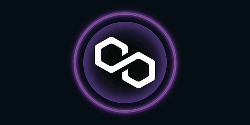 The Polkadot cryptocurrency logo.