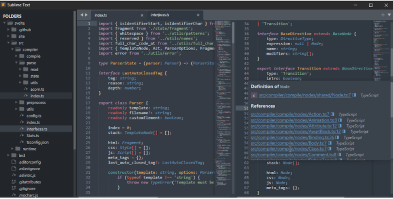 The Sublime Text interface