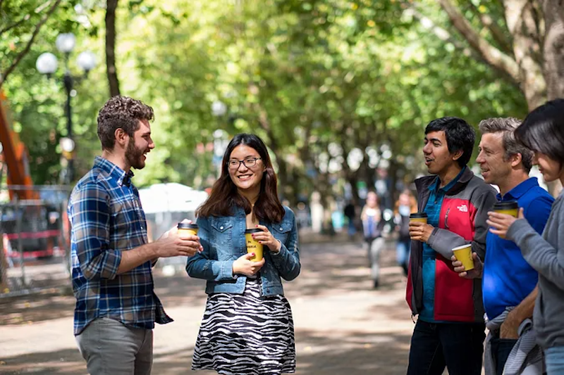 Qualtrics staff members having an outdoor gathering