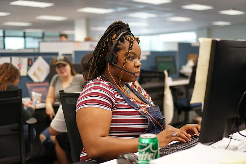 Realtor.com staff member working at a computer