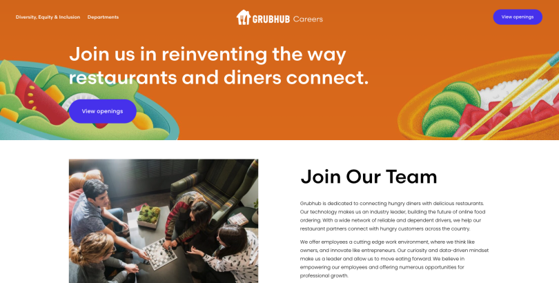 Recruiting - Grub Hub careers page.