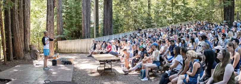 Reddit staff members at an outdoor presentation