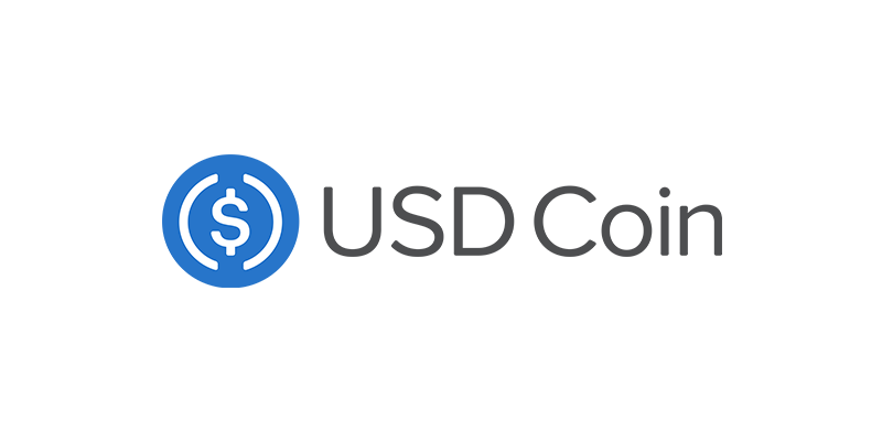 The USD Coin cryptocurrency logo.