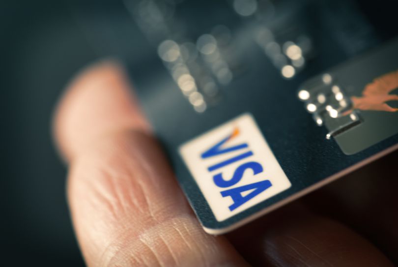 Visa logo on credit card