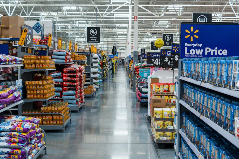 Aisle inside of a Walmart store