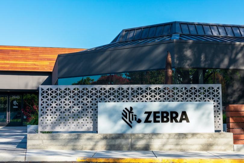 Zebra Technologies logo on office building sign