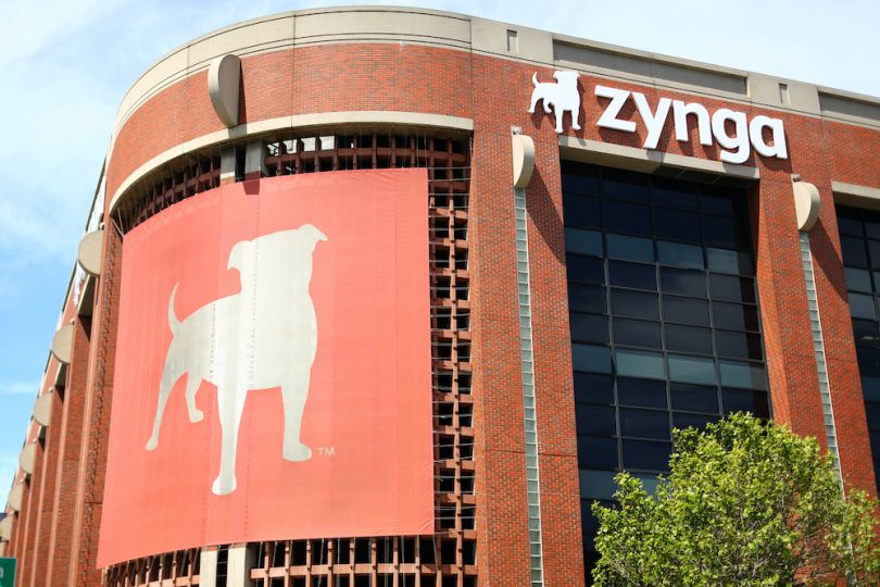 Zynga logo on the side of HQ office building