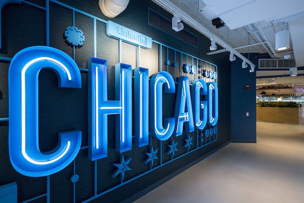 LinkedIn Chicago office sign