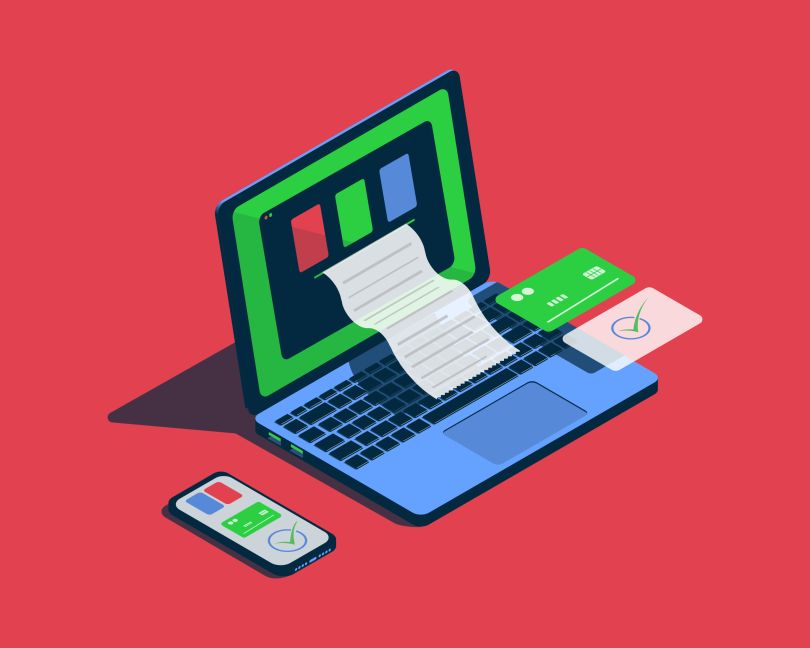 An illustration of online payments via laptop