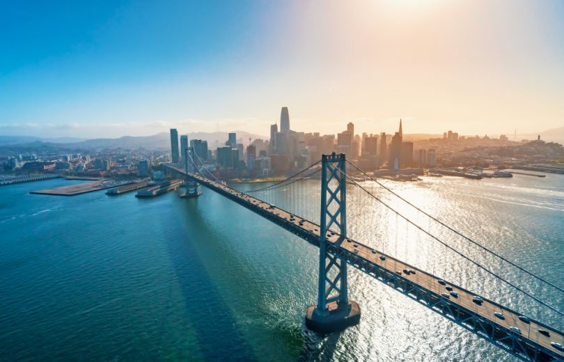 A shot of the Bay Bridge and the San Francisco skyline.
