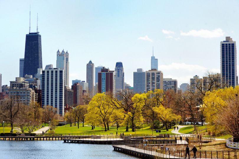 Chicago skyline seen from Lincoln Park.