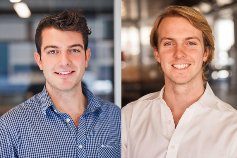 Sparkplug co-founders Jake Levin and Andrew Duffy pose for photos.