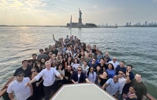 Employees sailing on the Hudson River