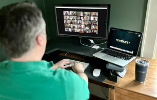 Terakeet employees connect virtually for one of our regular company-wide meetings.