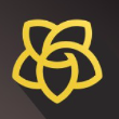 Yaro logo a gold lotus on a black background