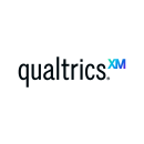 The Qualtrics Logo in black font with superscript XM at the end in a gradient of light teal to green to dark blue to purple