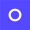 A white circle on a vibrant blue background.
