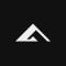 white graphic of a mountain peak on black background